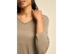 Tee-shirt col V et manches 3/4 en voile de laine