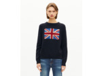 Pull drapeau anglais en coton marine bleu