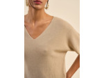 Pull col V manches courtes avec détails fils lurex