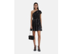 Robe courte à sequins effet drapé noire black