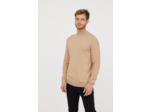 Pull basique col montant avec laine recyclée et print poitrine