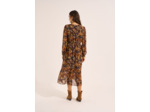 Robe longue imprimée avec un col V et des manches longues bouffantes