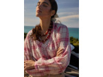 Blouse à carreaux col montant fluide