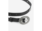 Ceinture fine cloutée en cuir noir black