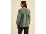 Blouse brodée à encolure tunisienne boutonnée