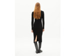 Robe longue en laine mélangée col zippé noire black