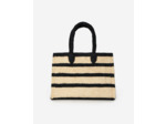 Sac cabas en raphia noir et écru ecru