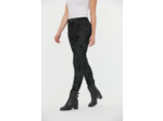 Denim floc velours fleurs slim fit, jambes ajustées, taille medium haute