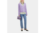 Cardigan Boutonne A Torsades violet