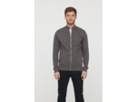 Sweat zippé basique en coton bio gratté et print poitrine