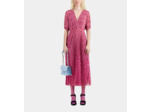 Robe Longue Plisse A Manches Courte pink