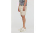 Short straight fit en jog légèrement délavé, taille avec lien de serrage, jambes courtes à revers piqués