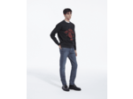 Pantalon 5 poches slim en denim bleu delave bleu