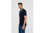 Polo piqué manches courtes avec découpes épaules, détails contrastés au col et bas de manches, broderie poitrine