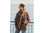 Manteau fausse fourrure imprimée à motifs avec col cygne