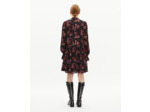 Robe courte imprimé fleuri en soie mélangée bordeaux black
