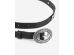 Ceinture fine cloutée en cuir noir black