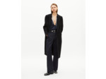 Manteau long croisé en laine noir black