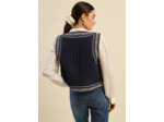 Gilet sans manches brodé en gaze de coton