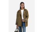 Blouson denim delave avec stud kaki
