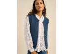 Gilet sans manches en mohair fils métallisés