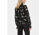 Chemise en soie imprimée papillons black white