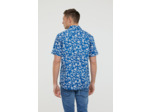 Chemise manches courtes, imprimé fleurs, broderie poitrine