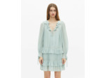 Robe courte manche longue a volant blue/green