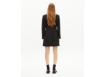 Robe courte en laine et col en cuir noire black