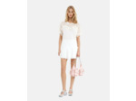 Tee-shirt manches courtes empiecement dentelle ecru