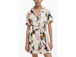Robe À Manches Courtes En Tissu – Femme