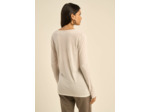 Tee-shirt col V et manches 3/4 en voile de laine