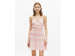 Robe courte a bretelles et elastiques lila