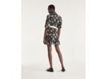 Robe Courte Manches 3/4 Avec Jupe Plissee En Dandy Jacquard