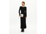Robe longue en maille avec dentelle noire black