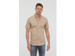 Chemise manches courtes, imprimé petits motifs, avec poche poitrine et broderie