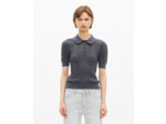 Pull manches courtes en laine mérinos gris anthracite