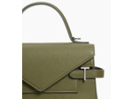Sac à main double rabat moyen modèle Emilie en cuir grainé