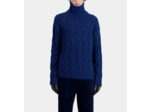 Pull col cheminee zippe et torsades royal blue - dark navy