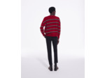 Pull Raye Col Rond En Cashemire red-black-white