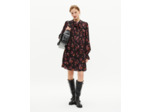 Robe courte imprimé fleuri en soie mélangée bordeaux black