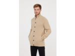 Gilet boutonné col montant en maille fantaisie épaisse et structurée