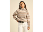 Pull ample col montant à rayures