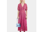 Robe Longue Plisse A Manches Courte pink
