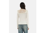Tee-shirt a manches longues empiecement dentelle white