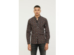 Chemise allover, détails contrastés et manches retroussables