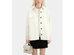 Blouson Type Surchemise Écru En Laine Mélangée Avec Studs ecru