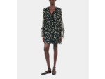 Robe courte avec imprimé fleuri en soie black white