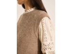 Pull à col rond sans manches détail lurex