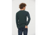 Pull basique col V maille fantaisie en coton bio avec print poitrine